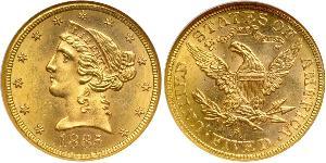 5 Dólar Estados Unidos de América (1776 - ) Oro 