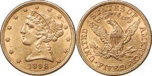 5 Dólar Estados Unidos de América (1776 - ) Oro 