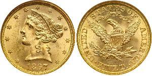 5 Dólar Estados Unidos de América (1776 - ) Oro 