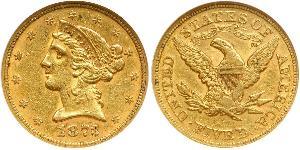 5 Dólar Estados Unidos de América (1776 - ) Oro 