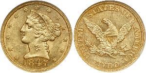 5 Dólar Estados Unidos de América (1776 - ) Oro 