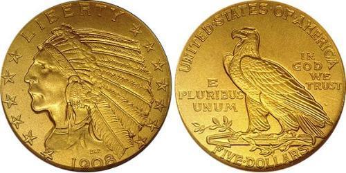 5 Dólar Estados Unidos de América (1776 - ) Oro 