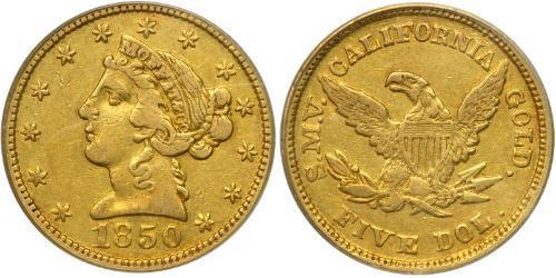 5 Dólar Estados Unidos de América (1776 - ) Oro 