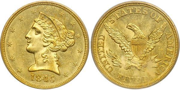 5 Dólar Estados Unidos de América (1776 - ) Oro 