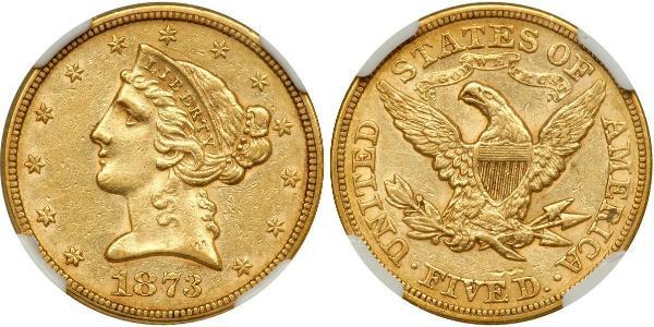 5 Dólar Estados Unidos de América (1776 - ) Oro 