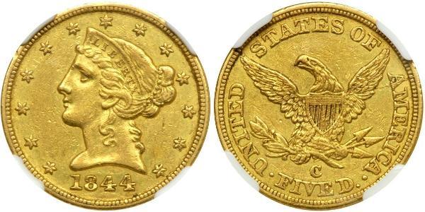 5 Dólar Estados Unidos de América (1776 - ) Oro 