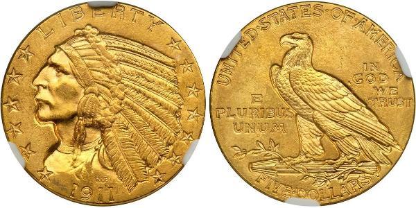 5 Dólar Estados Unidos de América (1776 - ) Oro 