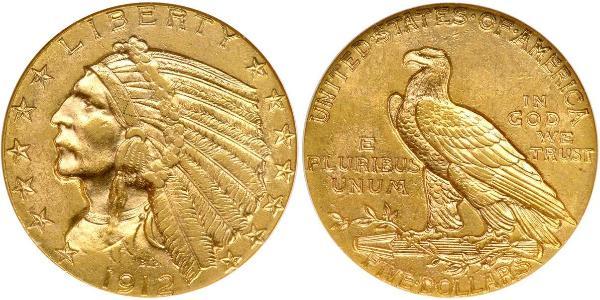 5 Dólar Estados Unidos de América (1776 - ) Oro 