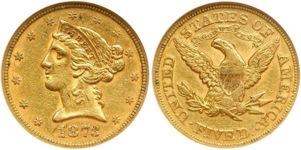 5 Dólar Estados Unidos de América (1776 - ) Oro 