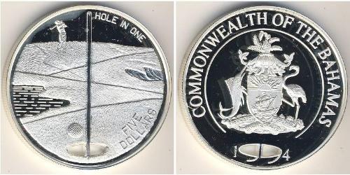 5 Dólar Bahamas Plata 