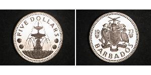 5 Dólar Barbados Plata 