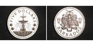 5 Dólar Barbados Plata 