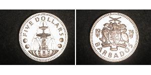 5 Dólar Barbados Plata 