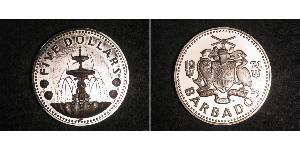 5 Dólar Barbados Plata 