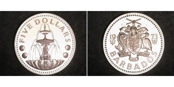 5 Dólar Barbados Plata 