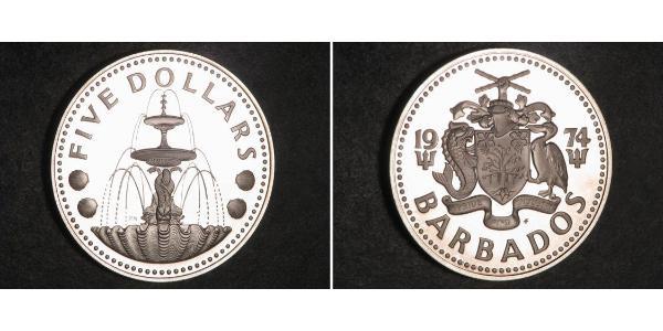 5 Dólar Barbados Plata 