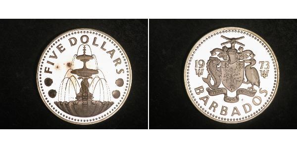 5 Dólar Barbados Plata 