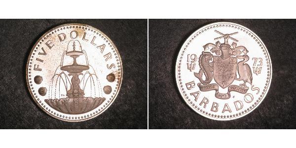 5 Dólar Barbados Plata 