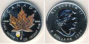 5 Dólar Canadá Plata 