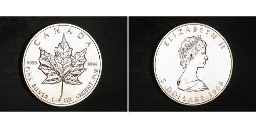 5 Dólar Canadá Plata Isabel II (1926-2022)
