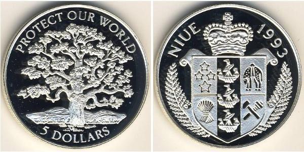 5 Dólar Niue Plata 