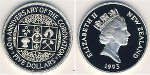5 Dólar Nueva Zelanda Plata 