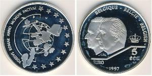 5 Ecu Belgio Argento 