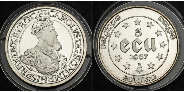 5 Ecu Belgio Argento 