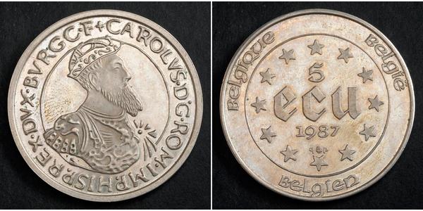 5 Ecu Belgio Argento 