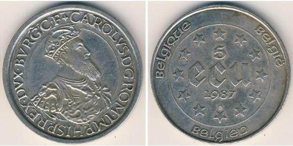5 Ecu Belgio Argento 