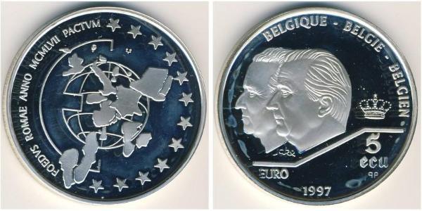 5 Ecu Bélgica Plata 
