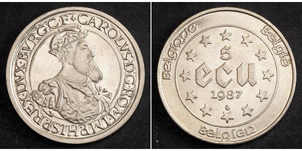 5 Ecu Belgien Silber 