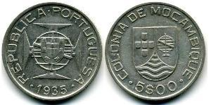 5 Escudo Mozambique Plata 