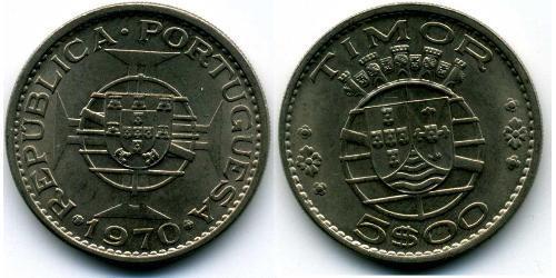 5 Escudo Portogallo / Timor Est (1702 - 1975) Rame/Nichel 