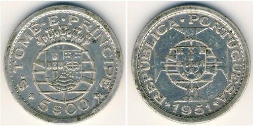 5 Escudo São Tomé and Príncipe (1469 - 1975) Silber 