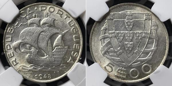5 Escudo Portuguese Republic - Ditadura Nacional (1926 - 1933) 銀 