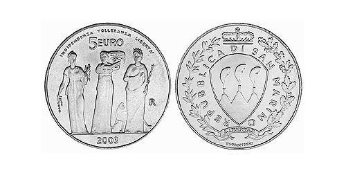 5 Euro San Marino Plata 
