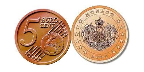 5 Eurocent Mónaco Cobre/Acero 