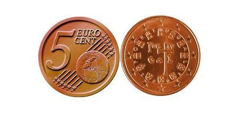 5 Eurocent Portogallo (1975 - ) Rame/Acciaio 