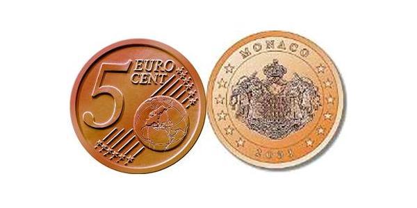 5 Eurocent Monaco Steel/銅 
