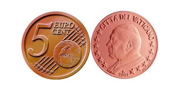 5 Eurocent 梵蒂冈 Steel/銅 若望·保祿二世 (1920 - 2005)