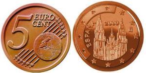 5 Eurocent 西班牙 Steel/銅 