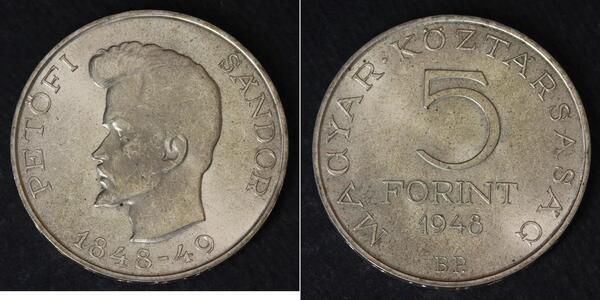 5 Forint Ungheria Argento 
