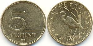 5 Forint Hungría (1989 - ) Latón 