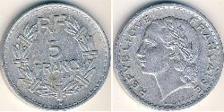 5 Franc Quarta Repubblica francese (1946-1958) Alluminio 
