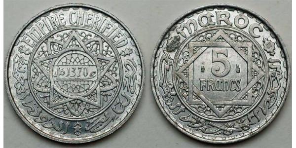 5 Franc Marruecos Aluminio/Plata 