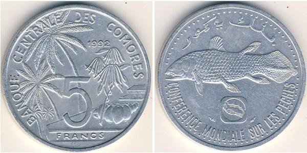 5 Franc Comoros Aluminium 