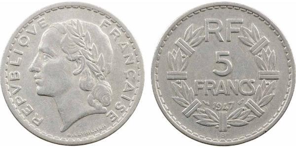 5 Franc Vierte Französische Republik (1946-1958) Aluminium 
