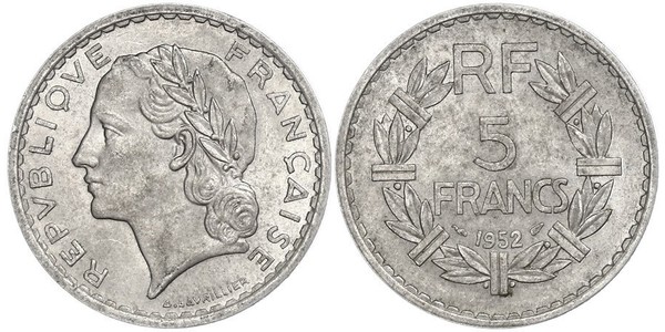 5 Franc Vierte Französische Republik (1946-1958) Aluminium 