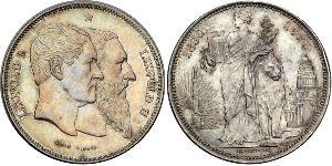 5 Franc Belgique Argent Léopold Ier de Belgique (1790-1865) / Leopold II (1835 - 1909)